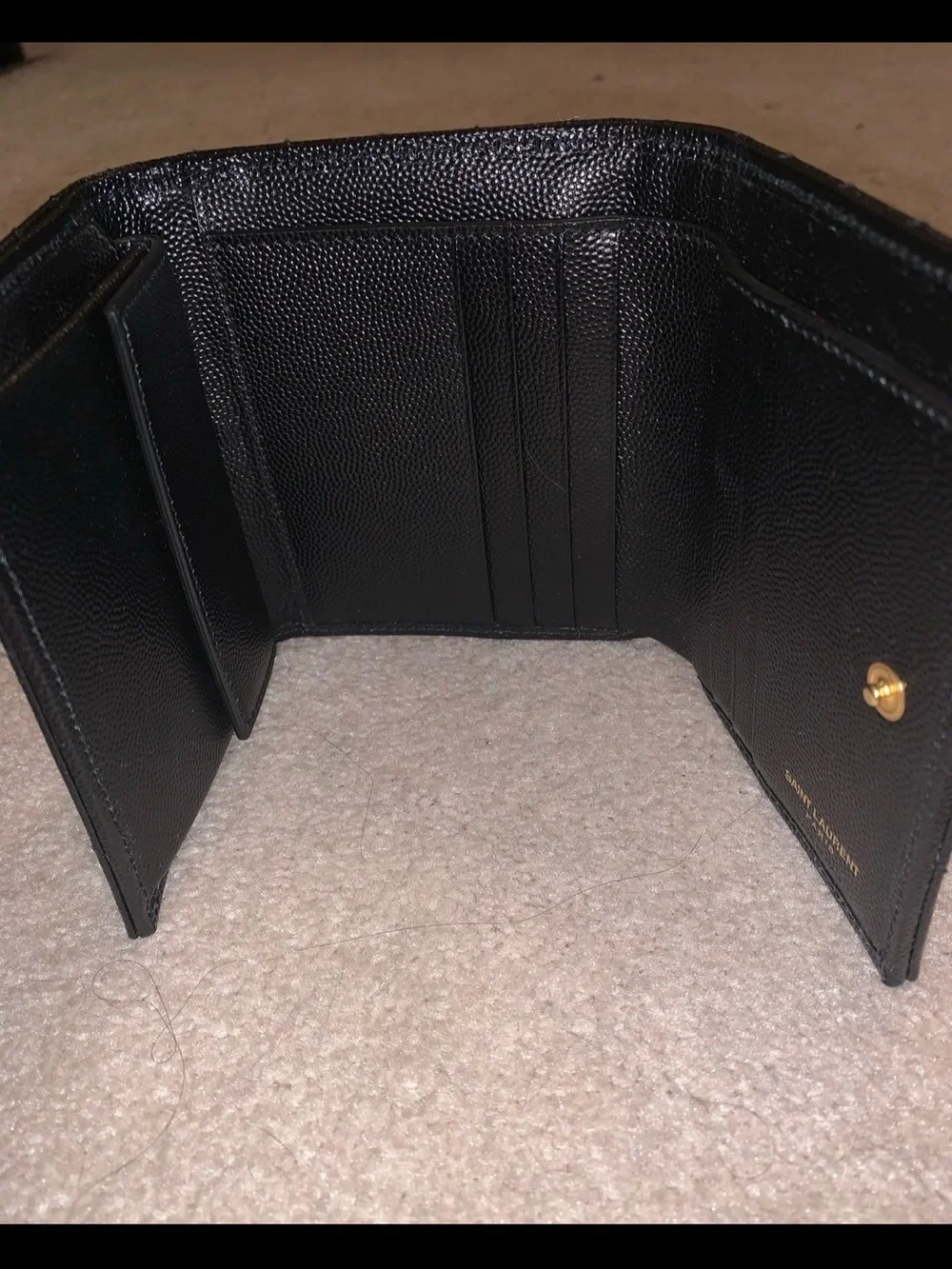 Saint Laurent Black Leather Card & Key Holder with Gold YSL Emblem